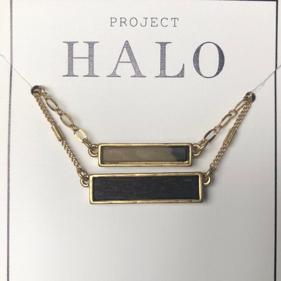 Tortoise Shell and Wood Bar Layered Necklace - Picture 7 of 8